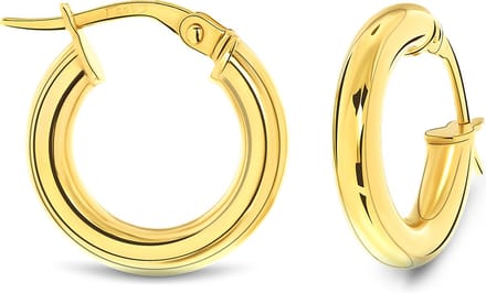 Miore Pure Oorbellen Dames - 14 Karaat Goud - Handgemaakte Oorringen - 3 mm