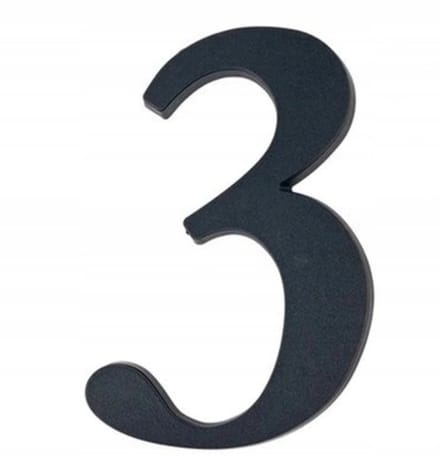 Lob - Huisnummer - 3 - Zwart - 19 cm