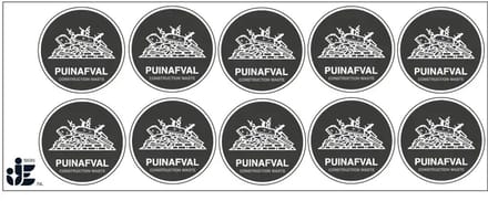 Puinafval sticker | 5 cm - 10 stuks per vel