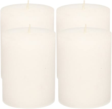 Atmosphera Stompkaars - 4x - wit - 7 x 9 cm - middel rustiek model - cilinderkaars - kaars