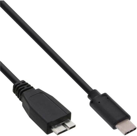 InLine® USB 3.2 Gen.1x2 kabel, USB-C male naar Micro-B male, zwart, 0,5m