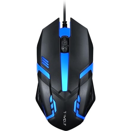 T-WOLF V1 Bedrade Gaming Muis 3 Knoppen 7 Kleurrijke Achtergrondverlichting 1200 DPI Kantoormuis Ingebouwde Gewichten zwart