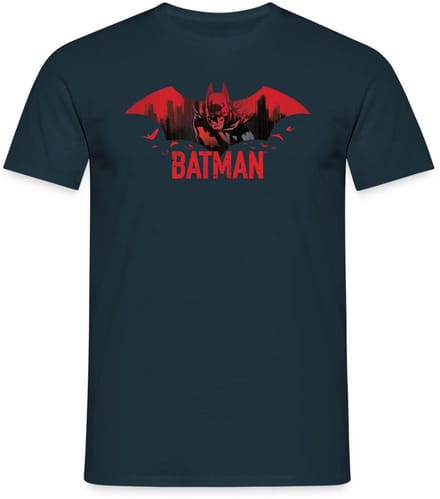 Batman Met Vleermuizen En Rood Batman-Logo T-Shirt Heren