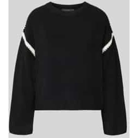 Gebreide pullover met ronde hals en contrasterende strepen