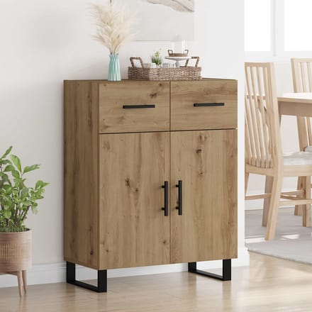 vidaXL Dressoir Artisan Eiken 69,5 x 34 x 90 cm Bewerkt hout