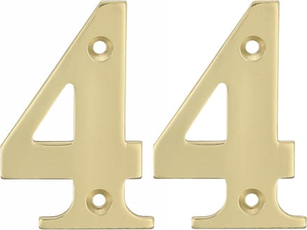 AMIG Huisnummer 44 - massief messing - 5cm - incl. bijpassende schroeven - gepolijst - goudkleur