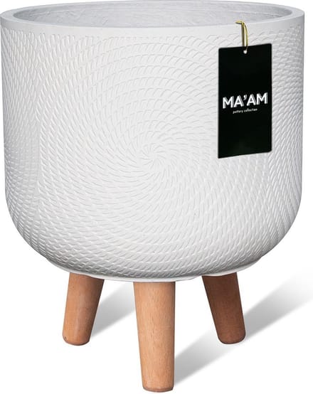 MA'AM Pottery Jade bloempot op poten - D24×H19,5 cm - wit - moderne eyecatcher