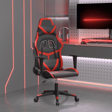 vidaXL - Massage - gamestoel - kunstleer - zwart - en - rood