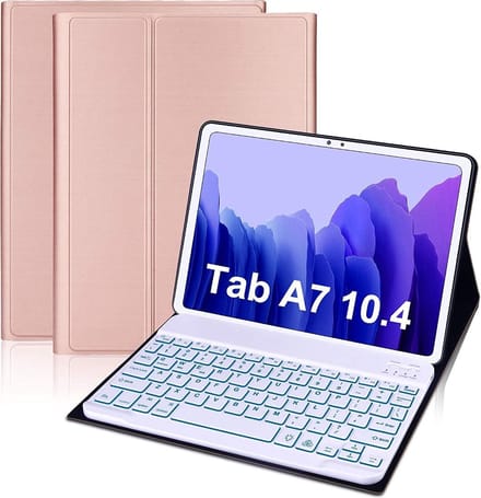 Ntech Bluetooth QWERTY Toetsenbordhoes - Geschikt voor Samsung Galaxy Tab A7 10.4 Inch - Rozegoud