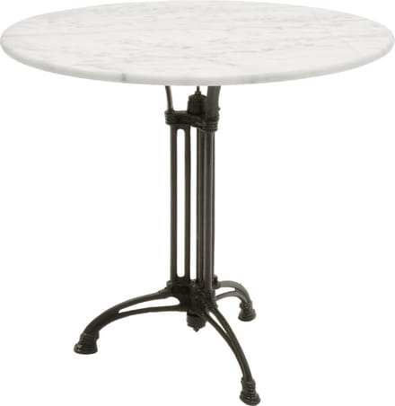 Tuintafel wit marmer 80cm met gietijzeren pootstel