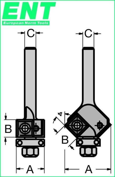 Wisselmes kantenfrees HM 0 graden, A/B 19/12mm kolf 8mm - 7920290