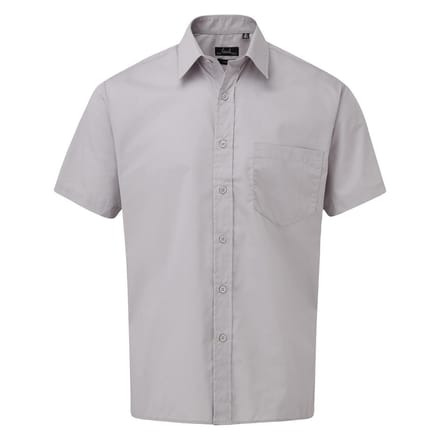 Premier Herenshirt met korte mouwen Popeline (Zilver)