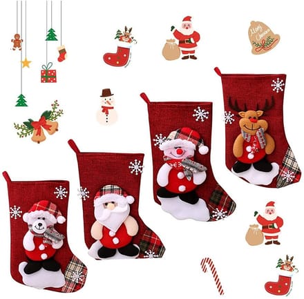 Dailygoods- Kerstkous 4 stuks - Snoepzakken voor open haard