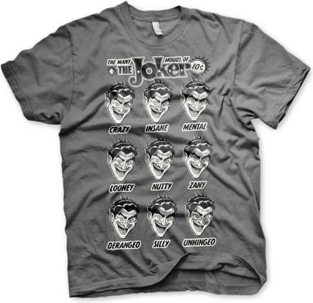 DC Comics Batman Heren Tshirt -L- The Many Moods Of The Joker Grijs