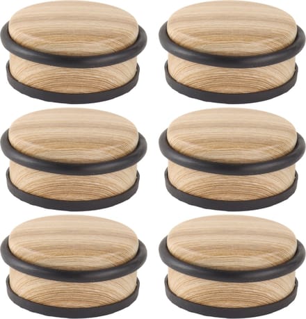 NORDIX Premium Deurstopper - Deurstoppers voor Binnen - Deurstop - Deurbuffer - Set van 6 Stuks - 10.4x4.7cm - Houtlook - MADERA