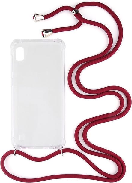 Shop4 - Samsung Galaxy A10 Hoesje - Zachte Back Case met Koord Donker Rood