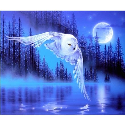 Peinture diamant thème  aigle blanc , broderie 5D, point de croix, motif strass, à faire soi-même 20X30CM blue