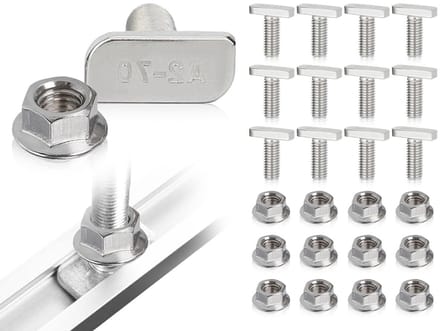 Set van 12 M8 x 20 RVS Hammer Head Schroeven, A2-70, met Flensmoeren en Bevestigingsaccessoires voor Serres