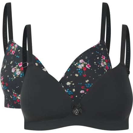 Ted Baker Fabel 2 Pk Ditsy Rose Print Wireless Shapiing Bra Jet Black  Größe: 36D | BHs Outlet | Damen | Rosa