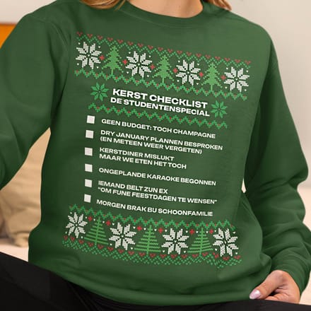 Kerst Trui Groen Kerst Checklist - De Studentenspecial XS