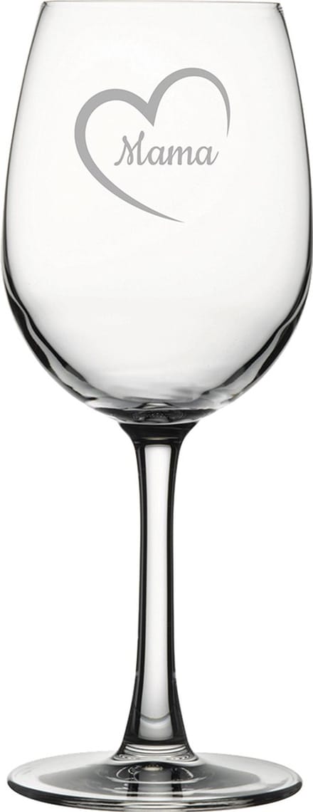 Gegraveerde witte wijnglas 36cl Mama met hartje