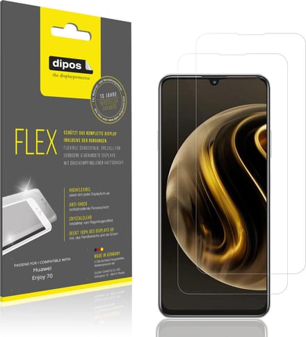 dipos – 2x Beschermfolie geschikt voor Huawei Enjoy 70 | 3D Full Cover Screenprotector | 100% Passend
