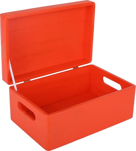 Creative Deco Grote Houten Opbergkist Rood – 30x20x14cm – Met Deksel, Handvat