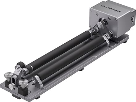 AtomStack R6 Roterende Roller – Verstelbare Parallelrollen – 0–120 mm Diameter – Slimme Herkenning – Compatibel met Hurricane – Voor Cilindrische Gravures