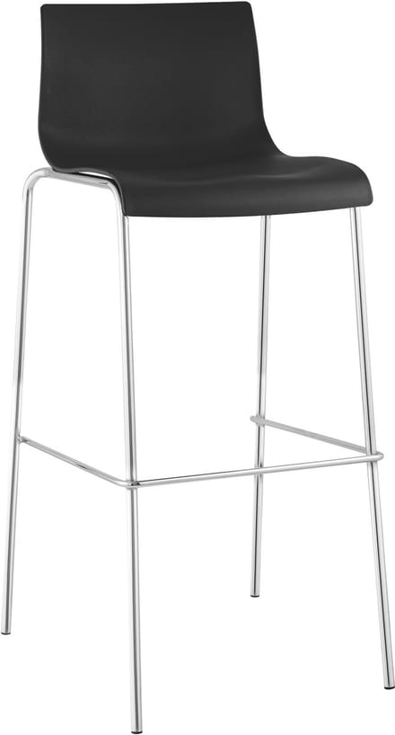 CLP Barkruk Hover kunststof 4-potig frame, met rugleuning, voetsteun chroom/zwart