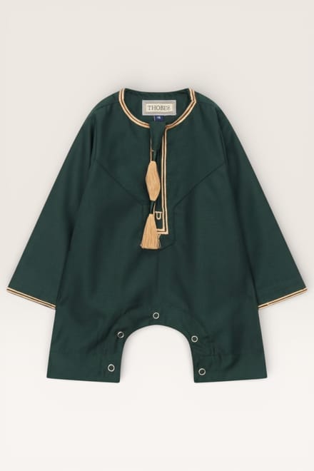 Kinderen jongens groene baby Ramadan Marokkaanse Thobe gewaad Emirati Eid Jubba LFS-B-TT003