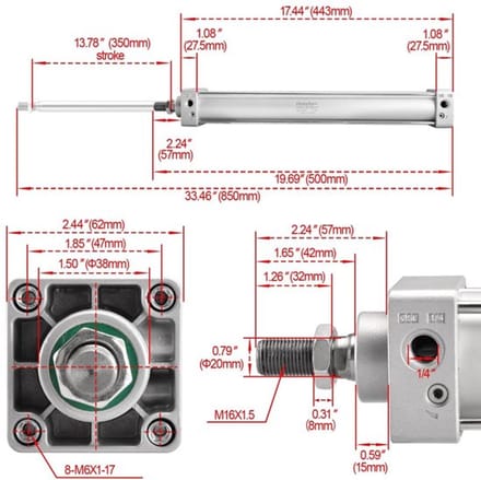 Dailygoods - Pneumatische Standaardcilinder - Dubbelwerkend - 50mm