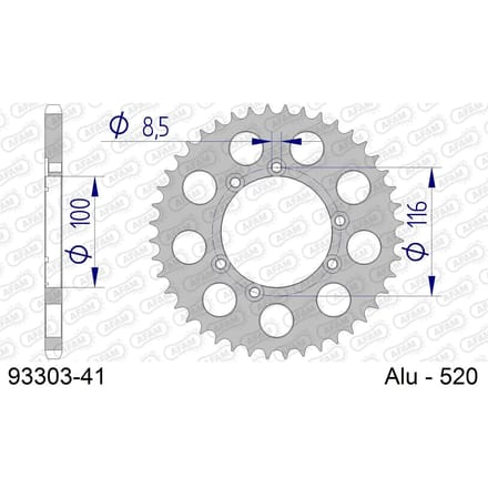 Aluminium tandwiel achter Afam 520 41 dents