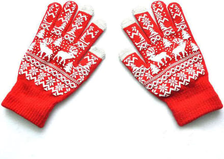 Dames Kerst Handschoenen – Rood/Wit – Onesize