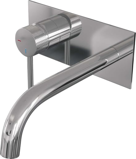 Brauer Chrome Carving inbouw wastafelmengkraan met gebogen uitloop en afdekplaat model A2 chroom