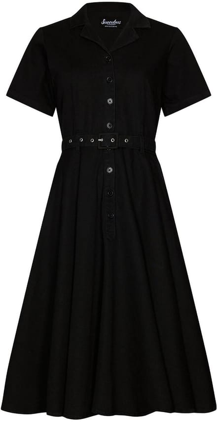 Succubus Clothing Ruby Denim 50's Swing Jurk Zwart