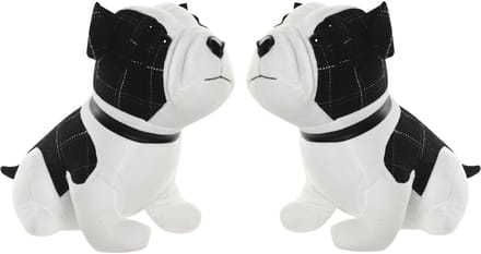 ITEM Deurstopper Hond - 2x - 1 kilo - wit/zwart - polyester - 29 x 18 x 26 cm- tegen klapperende deuren