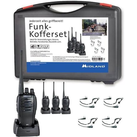 Midland G10 Pro PMR 4er Handwerker-Koffer C1107.S2 PMR-portofoon Set van 4 stuks