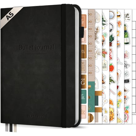 Systemyze Bullet Journal – Notitieboek A5 – Journal Notebook – Hardcover Vegan Leer – Zwart