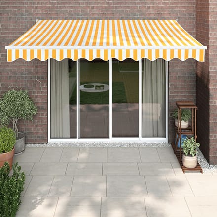 vidaXL - Uitschuifbare - luifel - Geel - met - Witte - Frame - 3,5 - x - 2,5 - m