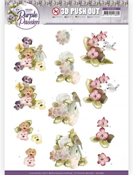 3D Push Out - Precious Marieke - Purple Passion - Bird Paradise