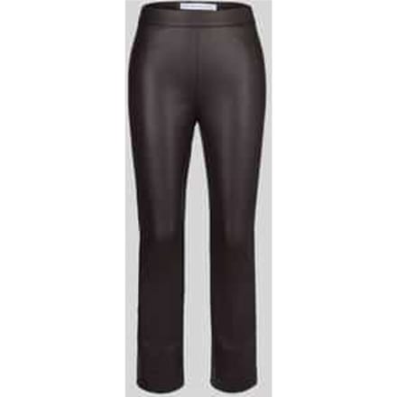 Wide leg kunstleren broek van viscosemix model 'MACY'