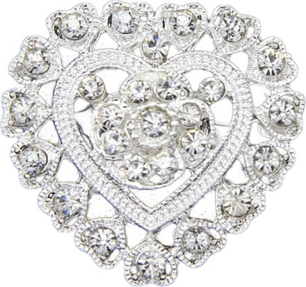 Fako Bijoux® - Broche - Hart - Kristal - 32x32mm - Zilverkleurig