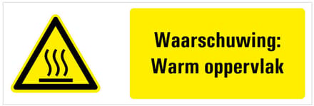 Tekststicker waarschuwing warm oppervlak, W017 200 x 75 mm