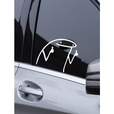 Cartoon Grafische Auto Sticker one-size wit