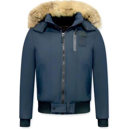 Enos Korte winterjas met bontkraag