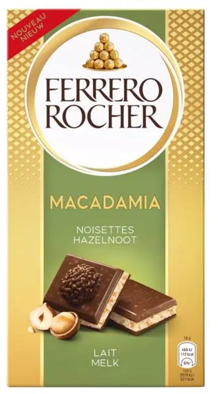 Ferrero Rocher Tablet Hazelnut Macadamia - 8x 90 gr