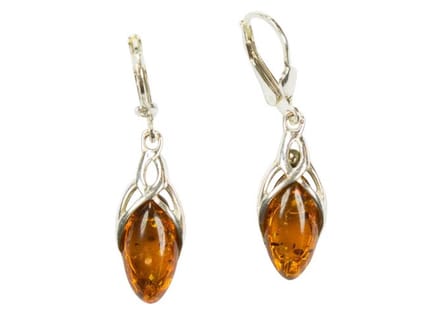 Zilveren oorbellen met sluiting Amber / Barnsteen 925 zilver