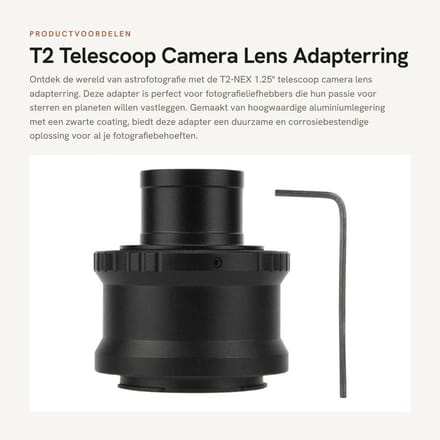 Dailygoods - T2 Telescoop Camera Lens Adapterring - Astrofotografie - Metaal - Duurzaam - E-Mount - Zwart