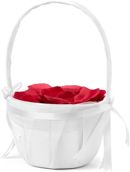 Strooimandje met strikjes - Bruidsmeisjes mandje - Bruiloft ceremonie - Polyester materiaal - Niet gespecificeerd - Wit