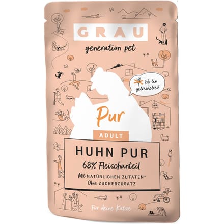 GRAU Adult Graanvrij 16 x 125 g Kattenvoer - Kip Puur